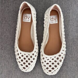 Dolce Vita Women's White Crochet Flats